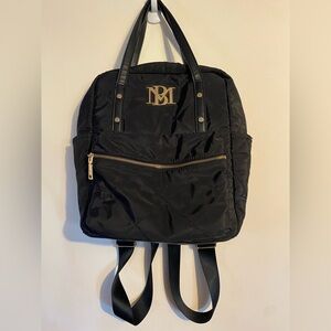 Badgley Mischka Backpack quilted nylon bag travel luggage sleeve black gold